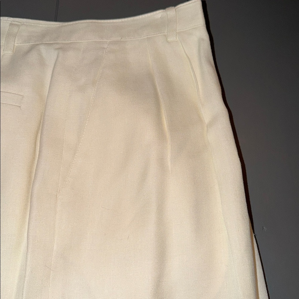 Talbots Linen Neutral cream ivory High Waist Tailored Bermuda Shorts 14 ๐โโฌ - Picture 4 of 14
